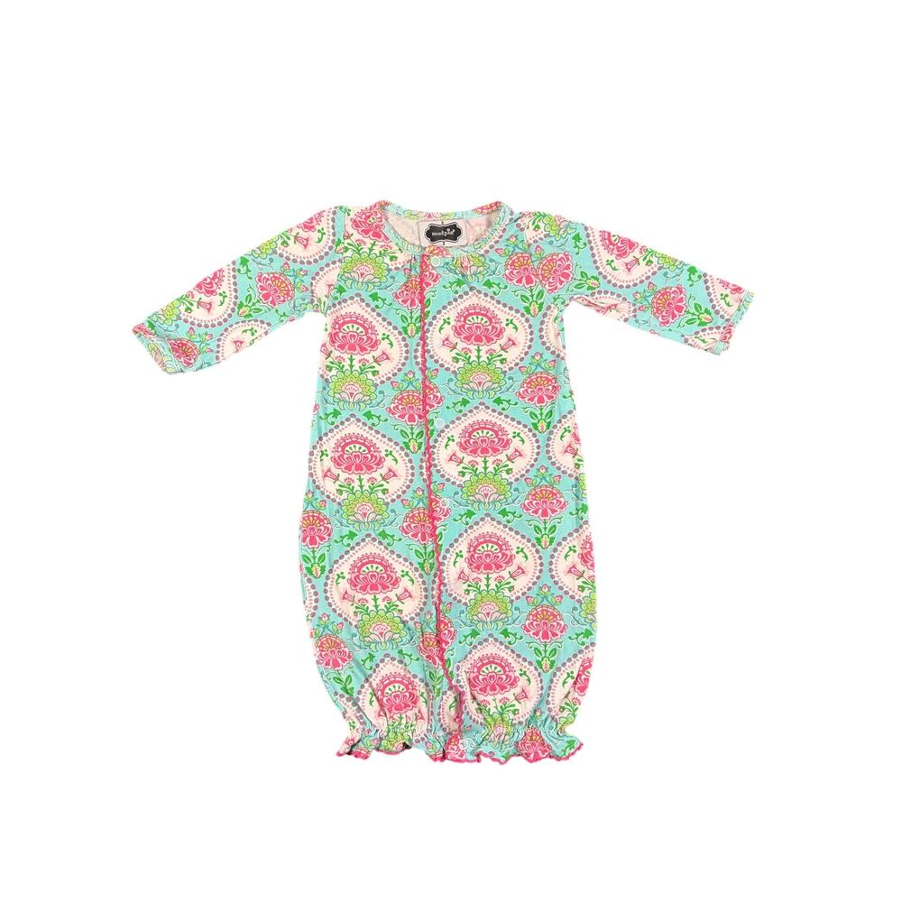 Mud Pie Baby Girl Paisley Floral Convertible Sleep Sack Romper Gown 3-6 Months